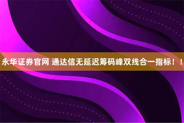 永华证券官网 通达信无延迟筹码峰双线合一指标！！