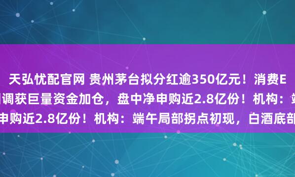 天弘忧配官网 贵州茅台拟分红逾350亿元!消费ETF汇添富(159928)回调获巨量资金加仓,盘中净申购近2.8亿份!机构:端午局部拐点初现,白酒底部夯实