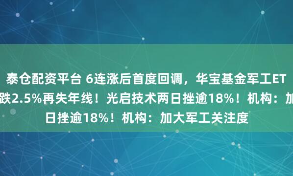 泰仓配资平台 6连涨后首度回调，华宝基金军工ETF（512810）跌2.5%再失年线！光启技术两日挫逾18%！机构：加大军工关注度